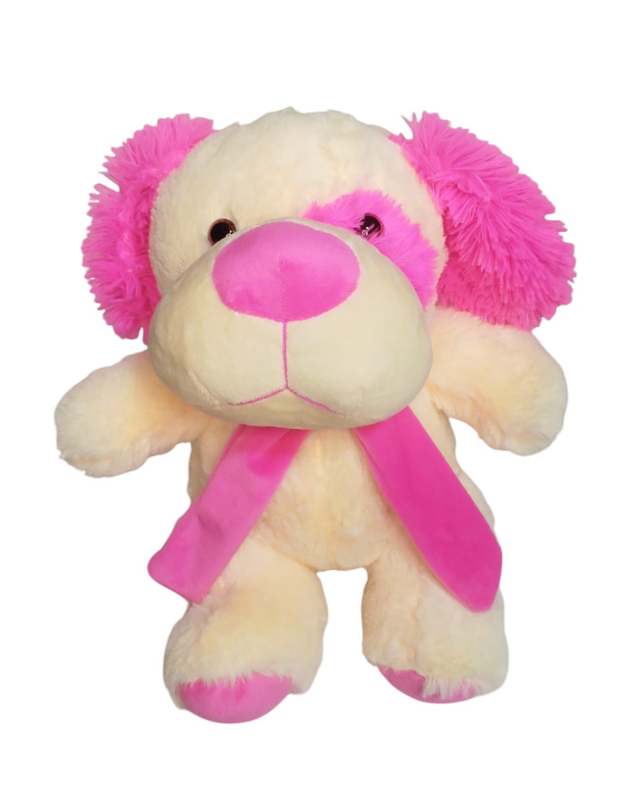 Perro bufanda rosa medida 30 cm