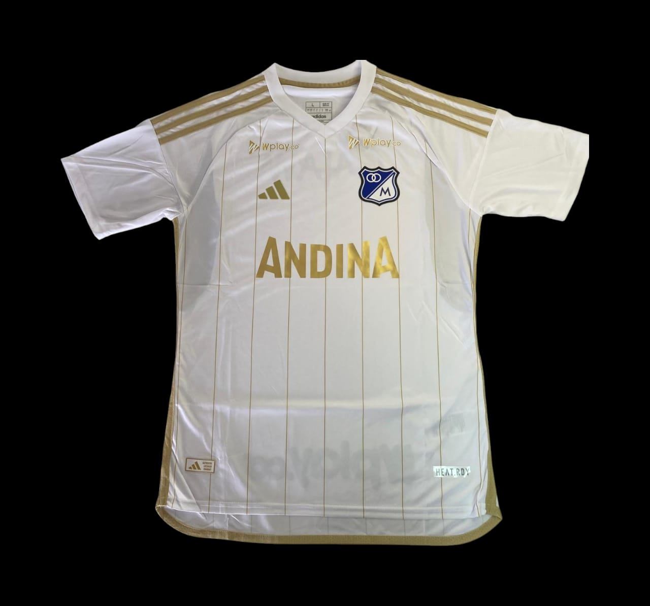 Camiseta Millonarios blanca tipo jugador talla S-M-L 